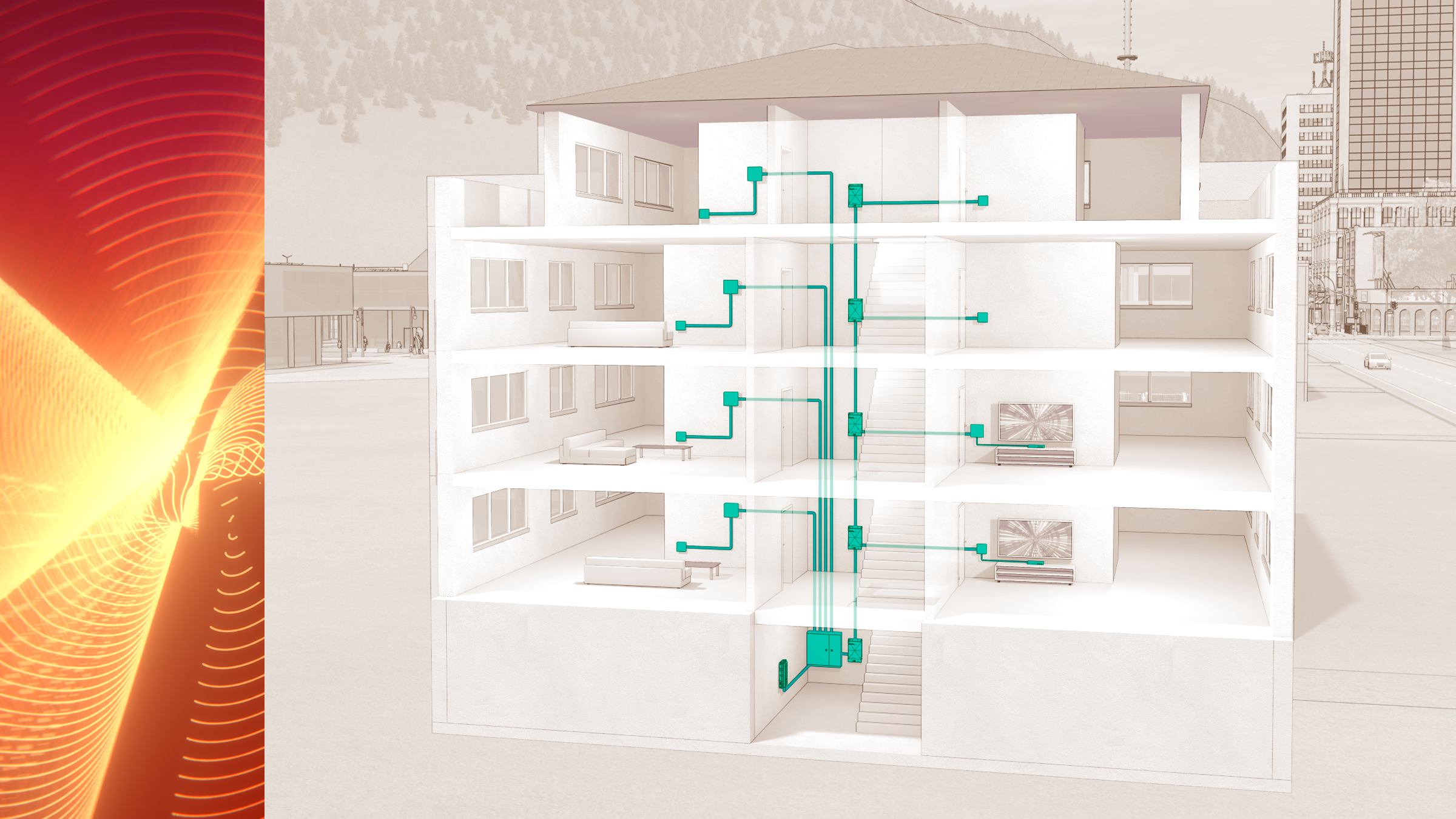 FTTH fiber network inside a multi-story building