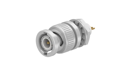 COAXIAL CONNECTOR, BNC, 50 Ohm, Straight bulkhead receptacle, plug (male)