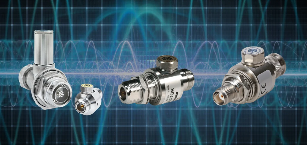 Patented surge discharge technology for maximum protection RF surge protection devices for safeguarding communication and measurement systems from voltage spikes