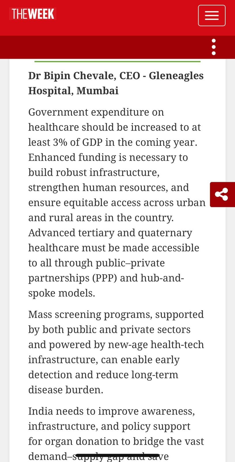 Government Healthcare Spending Must Rise to 3% of GDP to Strengthen Access and Infrastructure Dr Bipin Chevale