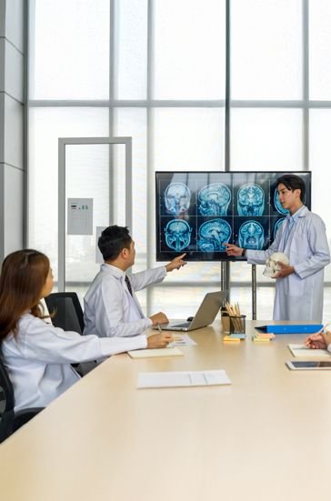 Multidisciplinary case review board meeting for proton therapy patients