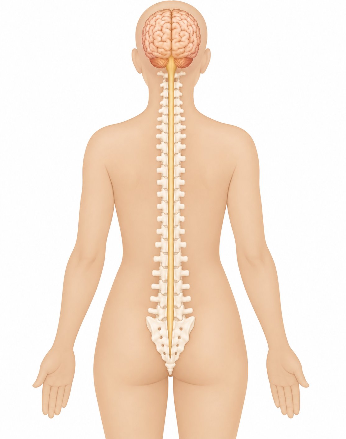 Anatomical illustration of the brain, spine and body