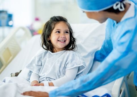 Child patient receiving paediatric proton therapy