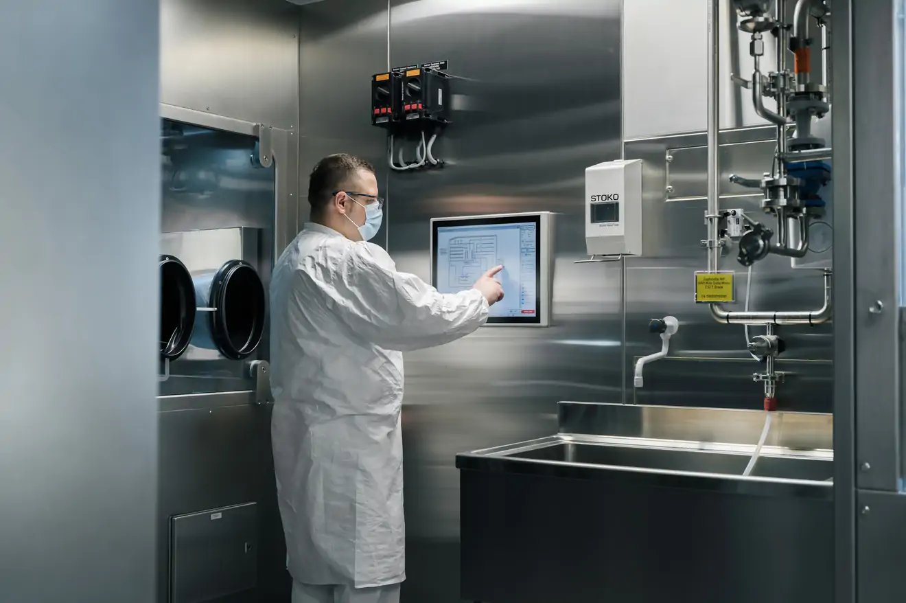 lab worker at computer