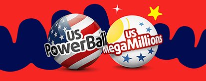 US MegaMillions logo and US PowerBall logo