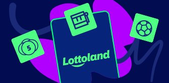 Abstract smartphone with a screen showing the Lottoland logo