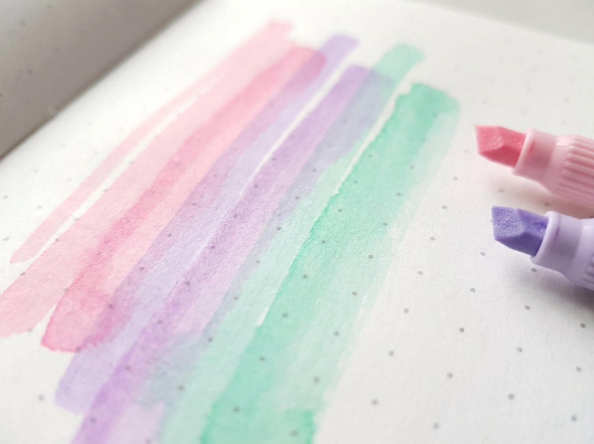 Bullet Journal Wochenübersicht mit farbcodierten Kategorien, gestaltet mit Zebra Mildliner Textmarkern