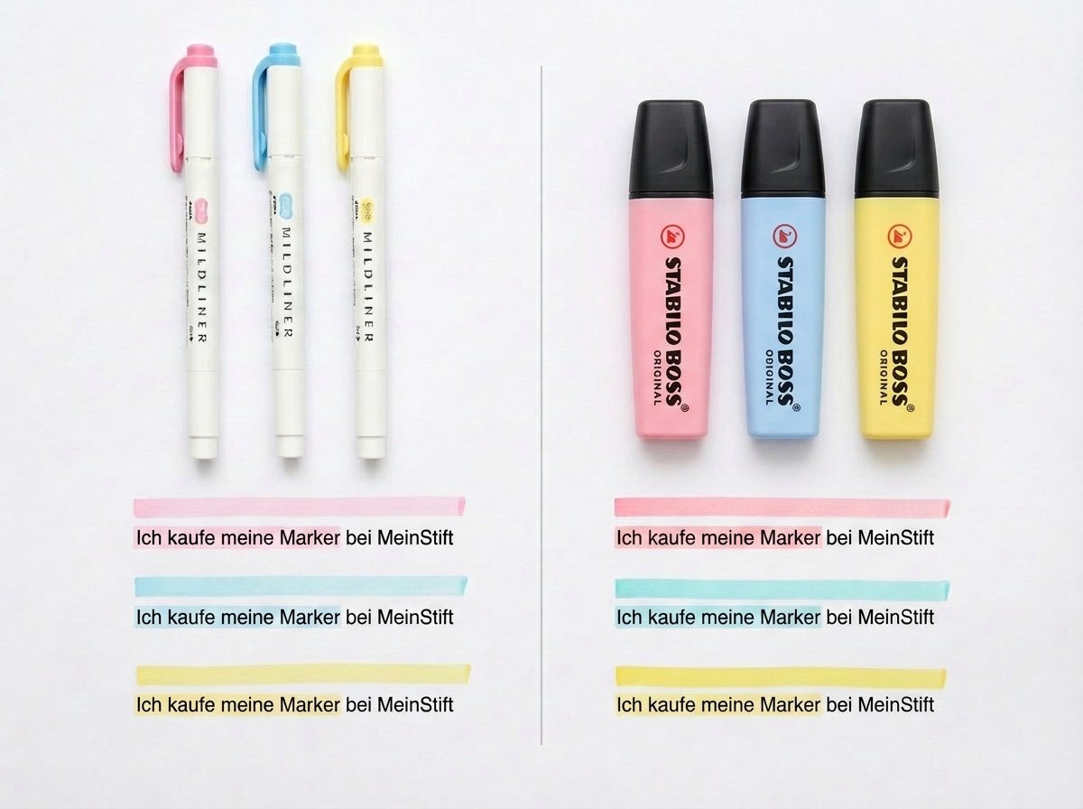 Vergleich Mildliner vs. STABILO