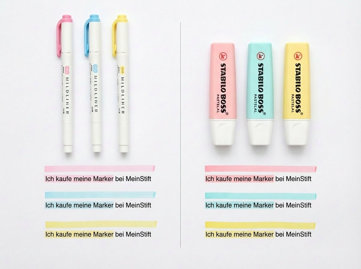 Vergleich Mildliner vs. STABILO