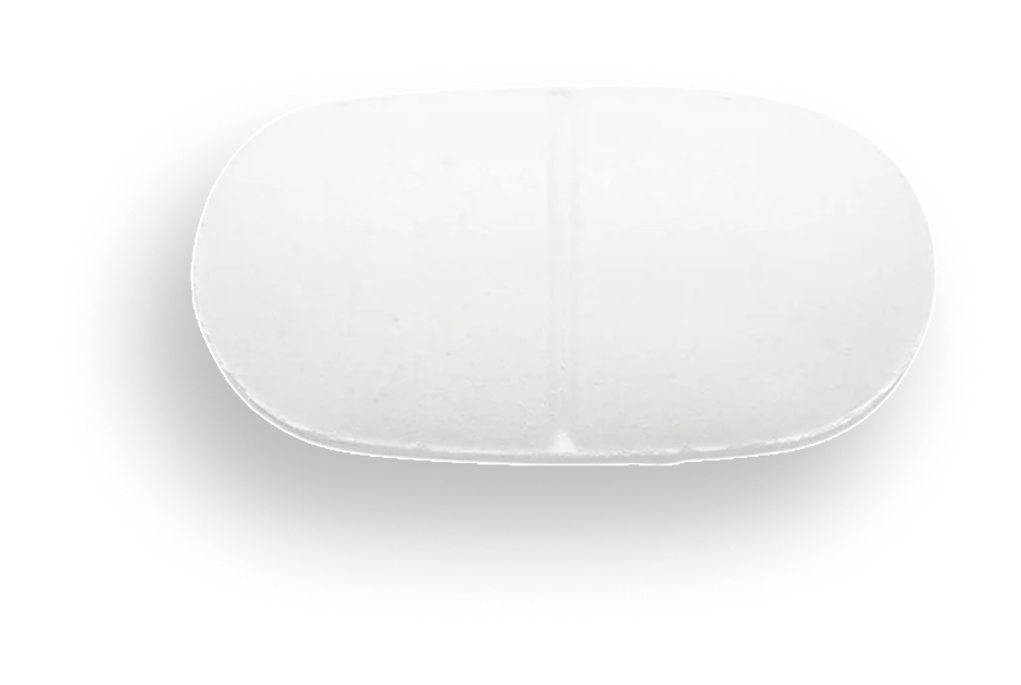 White capsule representing a Metagenics magnesium supplement.
