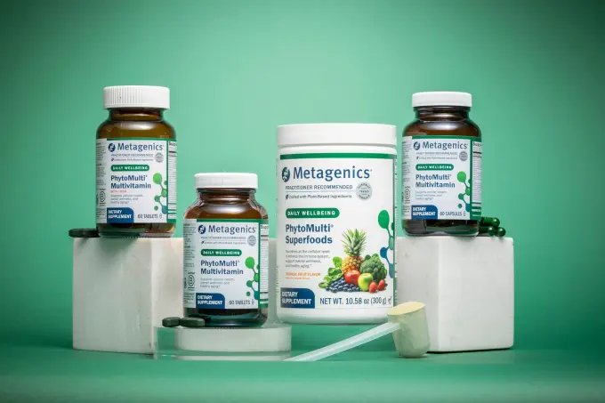A collection of multivitamin products available from Metagenics