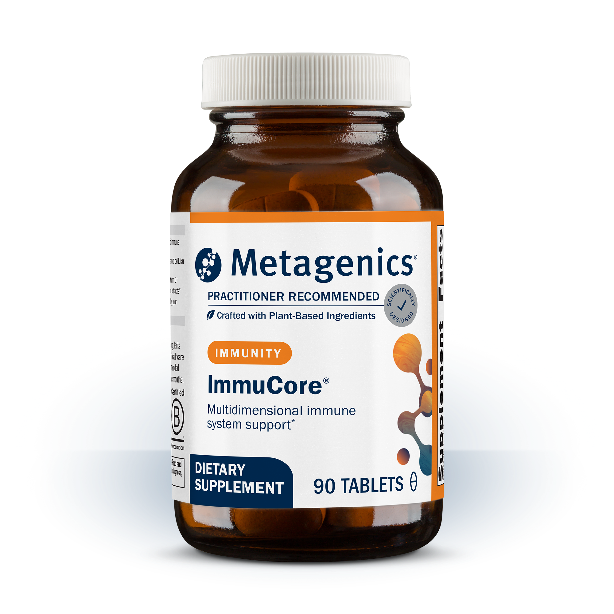 Bottle of Metagenics ImmuCore® immune support dietary supplement, 90 tablets.