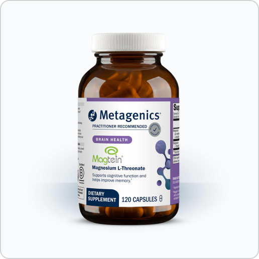 Metagenics Magtein® Magnesium L- Threonate 120-capsule bottle for cognitive health and memory improvement*