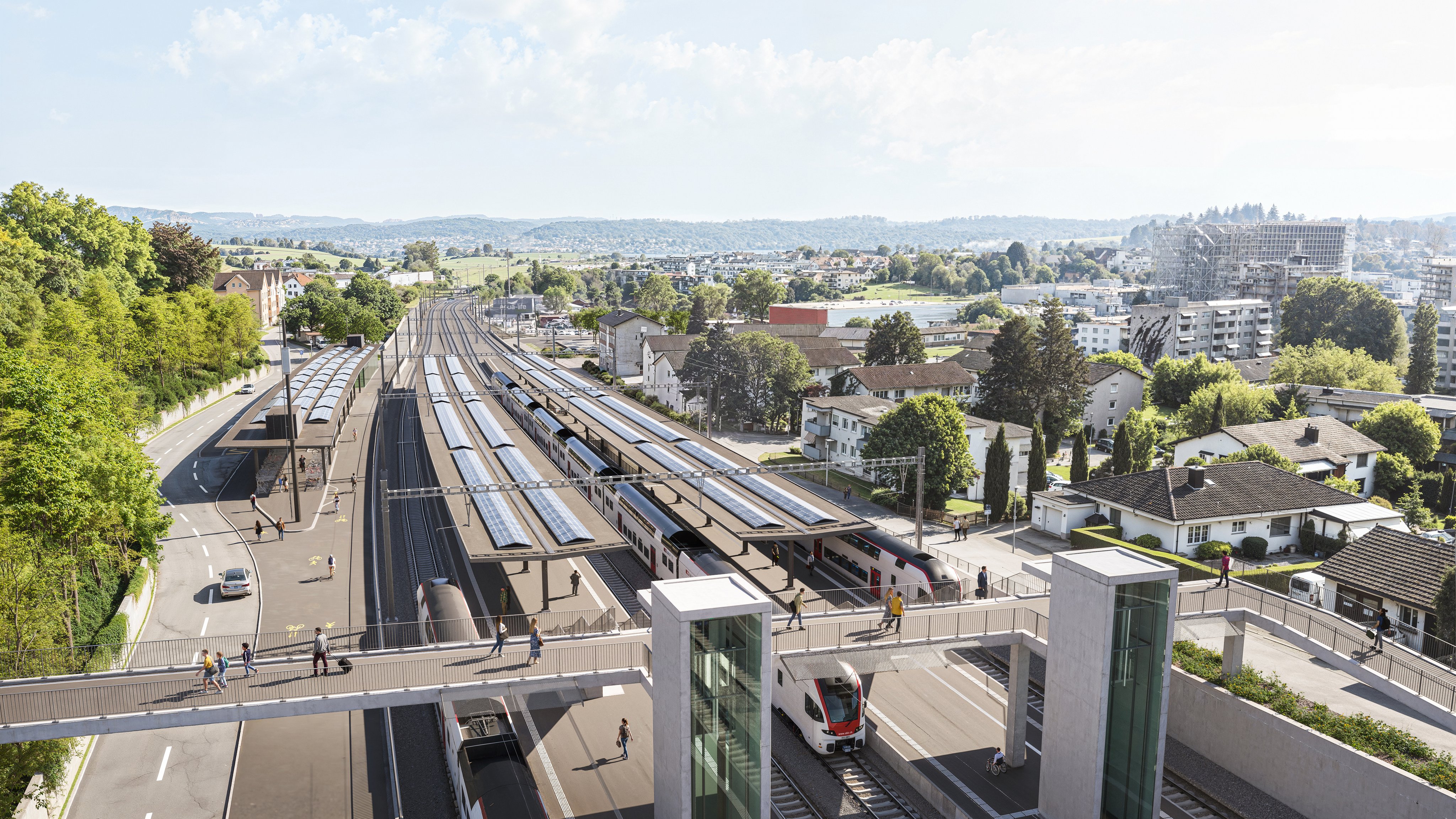 Visualisierung des Bahnhofs Dietlikon im Jahr 2032.