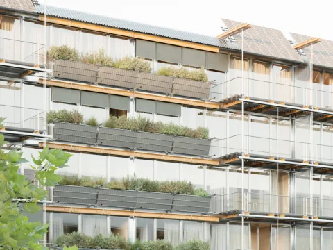 Visualisierung der Innenhofsicht des Siegerprojekts «Binaria»