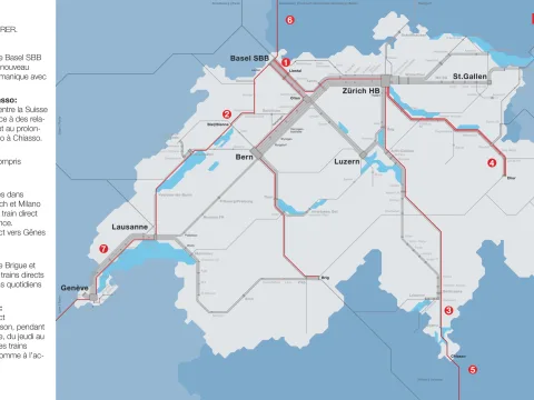 Carte avec un aperçu des principales nouveautés de l’horaire 2026.