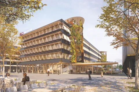 Visualisierung des geplanten SBB Bürogebäudes in Wankdorf