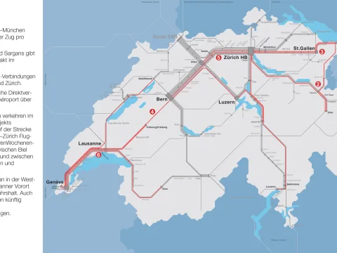 Karte mit einer Übersicht zu den wichtigsten Neuigkeiten im Fahrplan 2025.