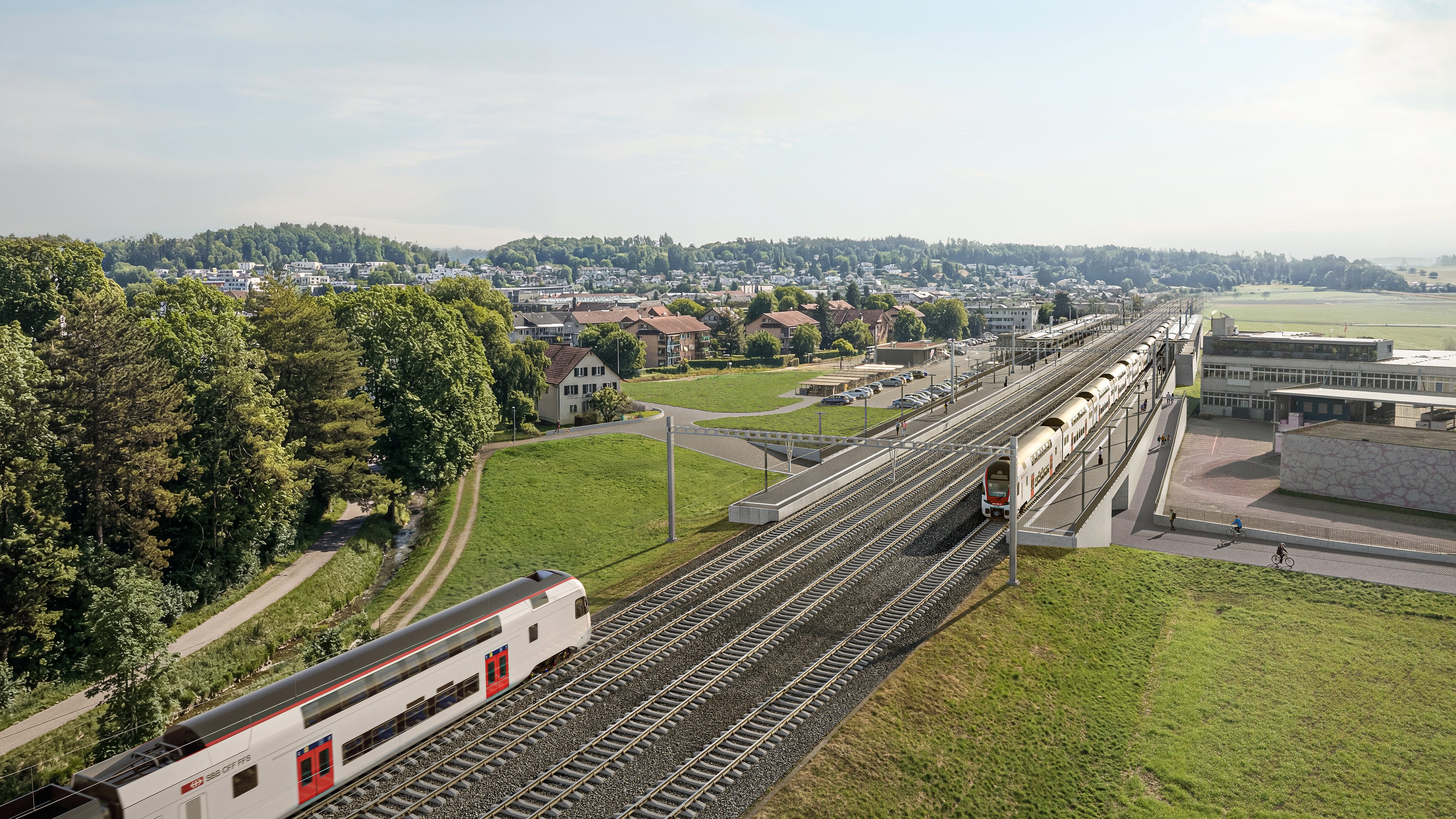 Visualisierung des Bahnhofs Bassersdorf im Jahr 2030.