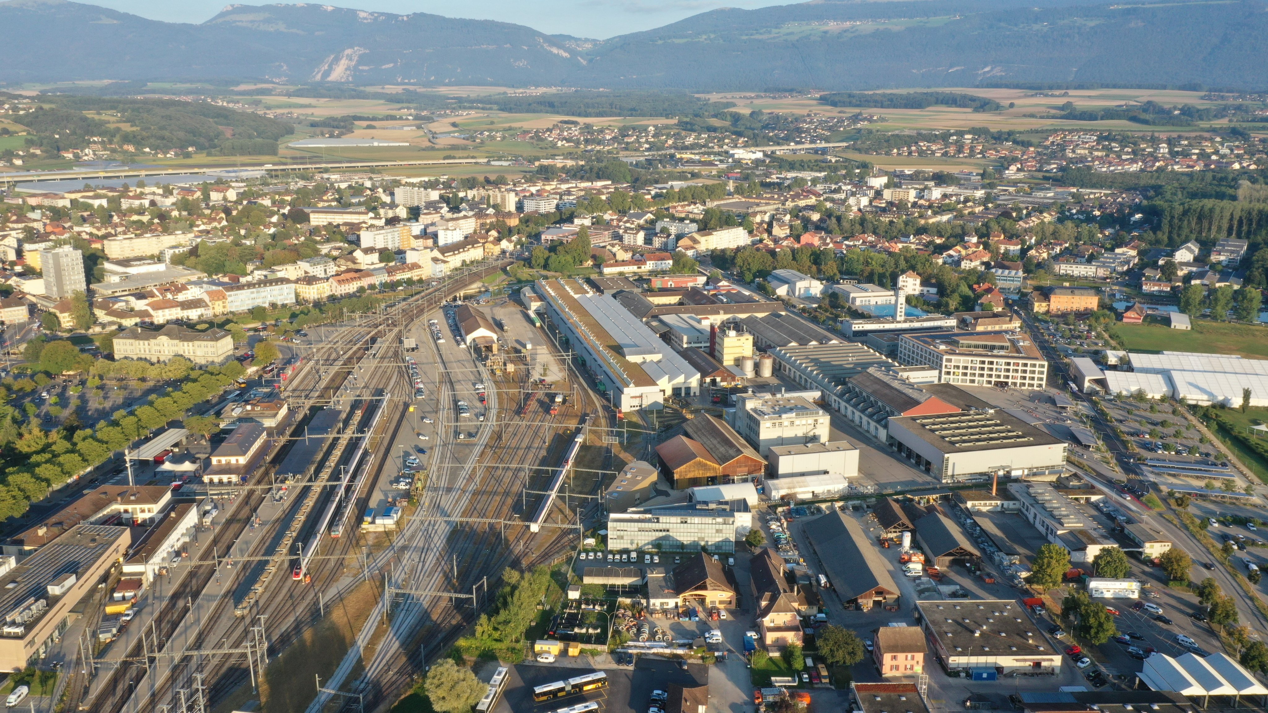 Vue aérienne des ateliers d'Yverdon