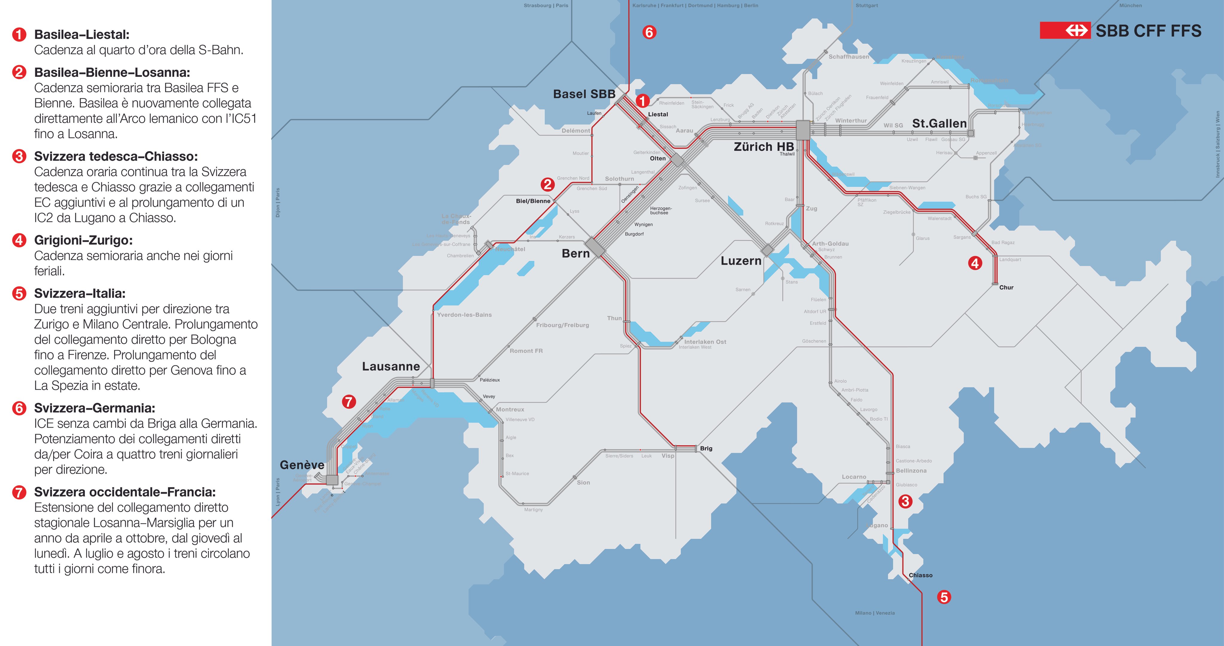 Cartina con una panoramica delle principali novità dell’orario 2026.