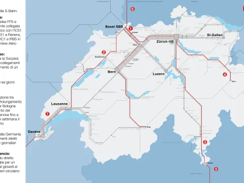 Mappa della Svizzera con rappresentazione grafica semplificata delle modifiche menzionate nel testo.