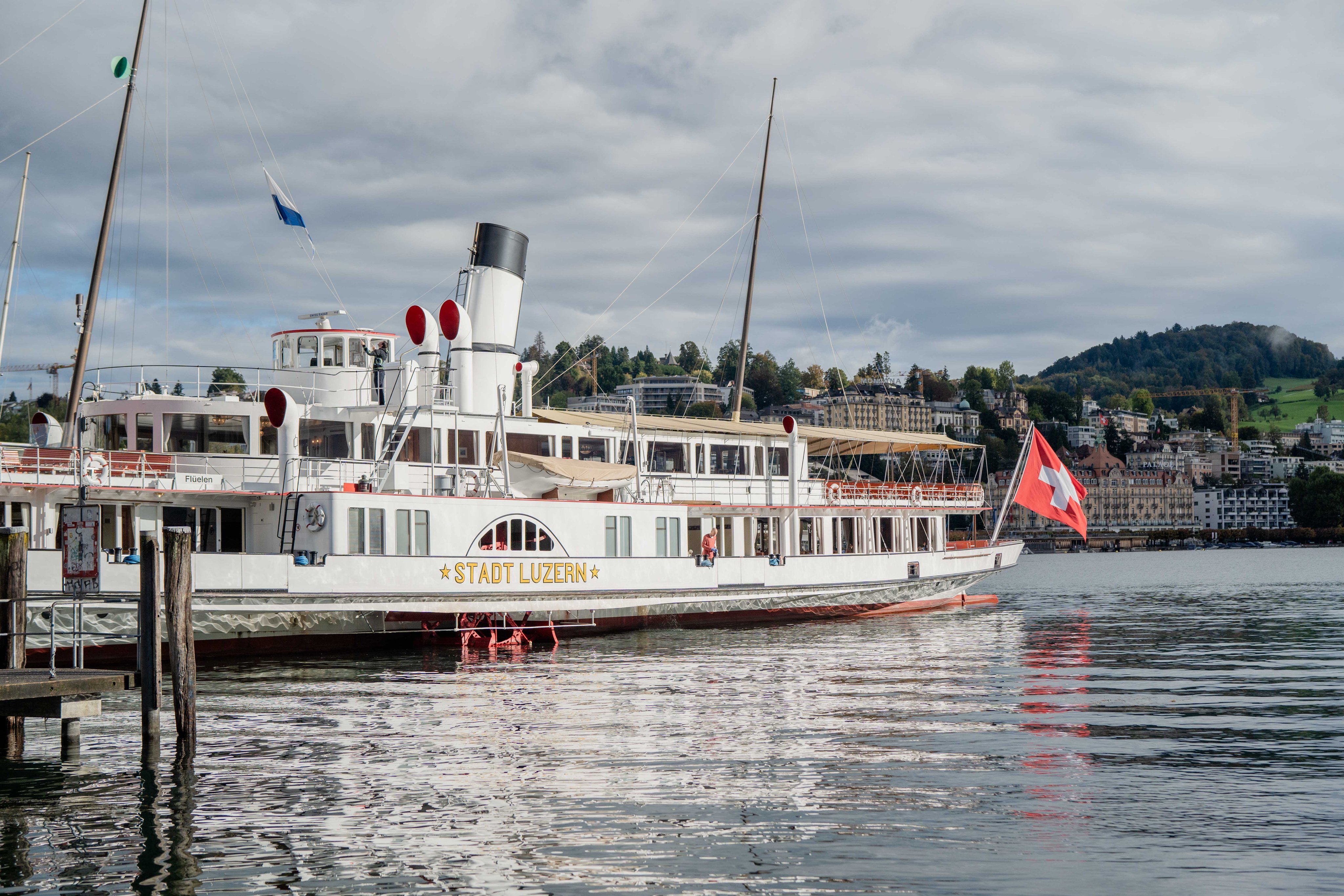 The Stadt Luzern boat at the quay.