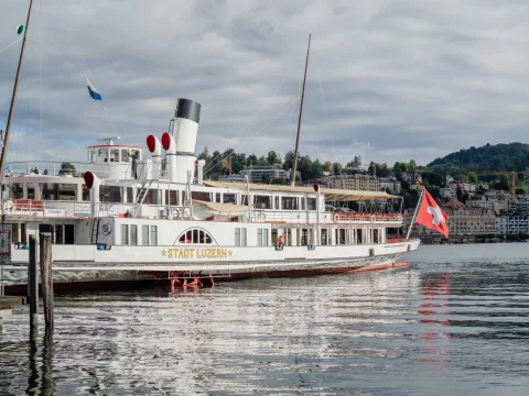 The Stadt Luzern boat at the quay.