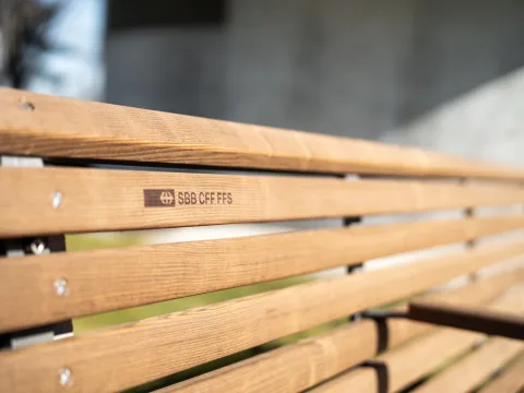 Close-up of a side view of the redesigned bench seat.