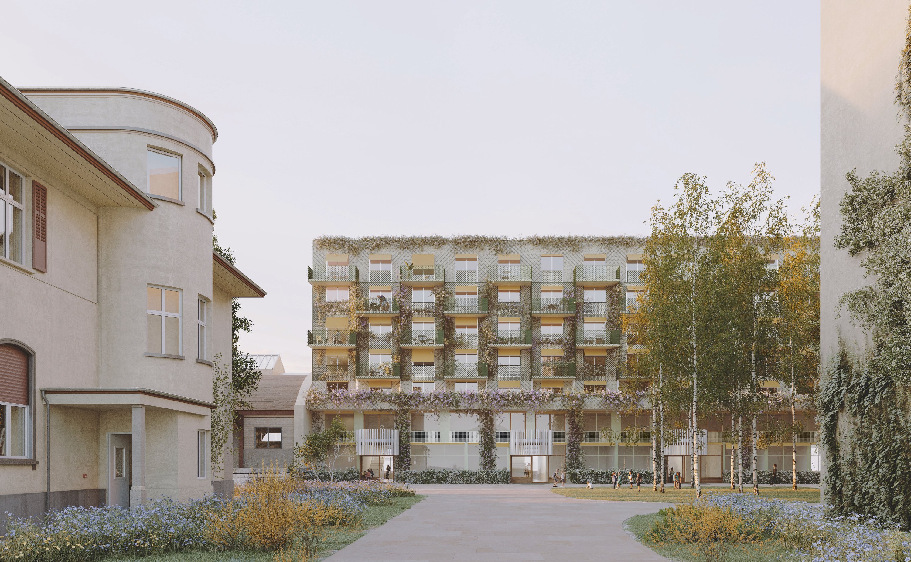 Visualisierung der Innenhofsicht des Siegerprojekts «Janus»