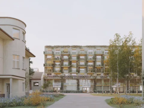 Visualisierung der Innenhofsicht des Siegerprojekts «Janus»