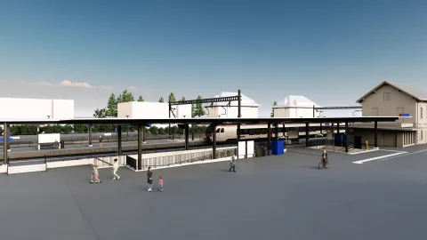 Visualisierung des Bahnhofs, wie er künftig ungefähr aussehen wird