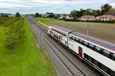 Ein Fernverkehrszug in der Nähe von Frauenfeld.