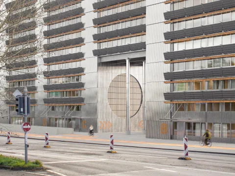 Visualisierung der strassenseitigen Aussensicht des Siegerprojekts «Binaria»