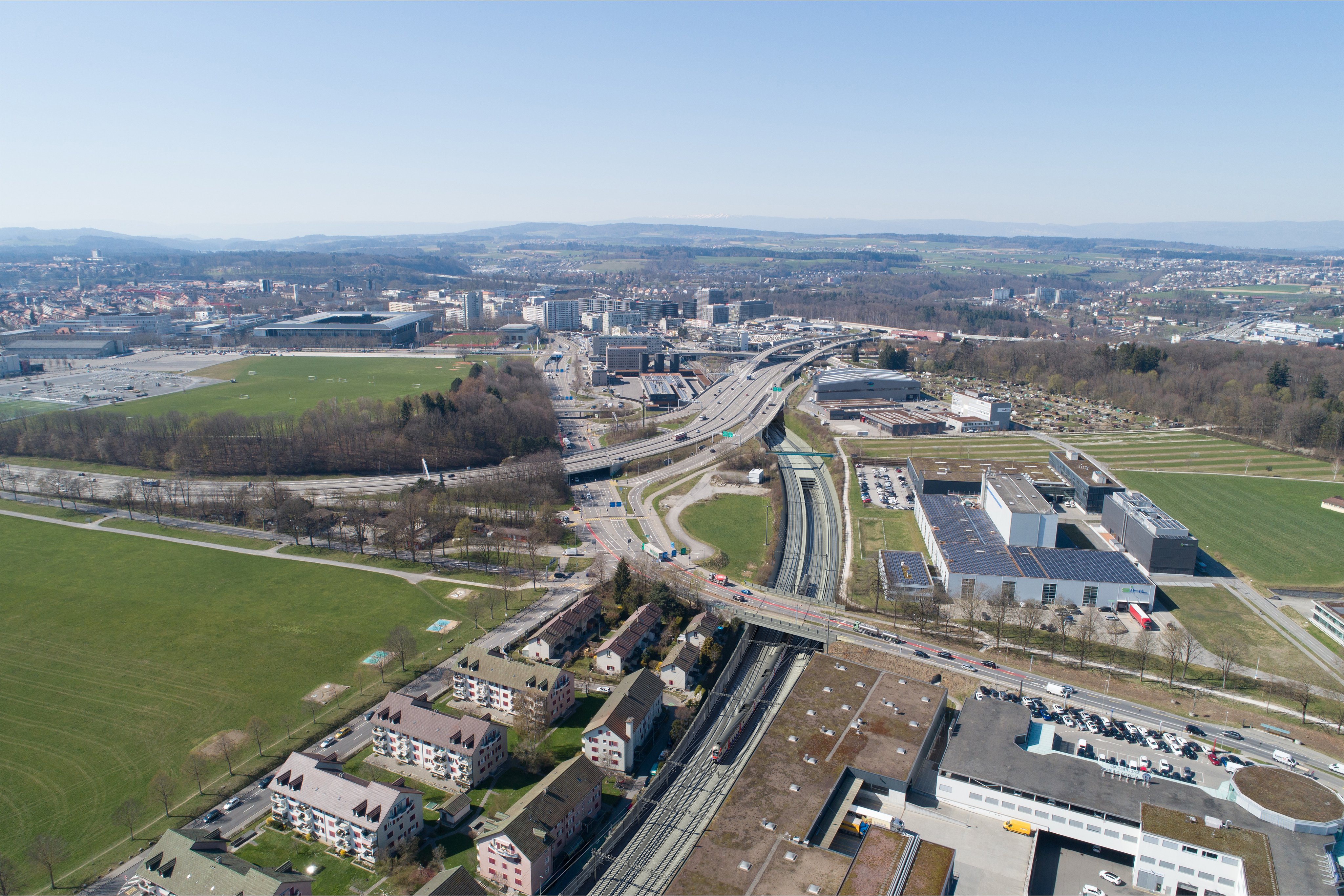 Der neue Wankdorftunnel aus der Vogelperspektive.