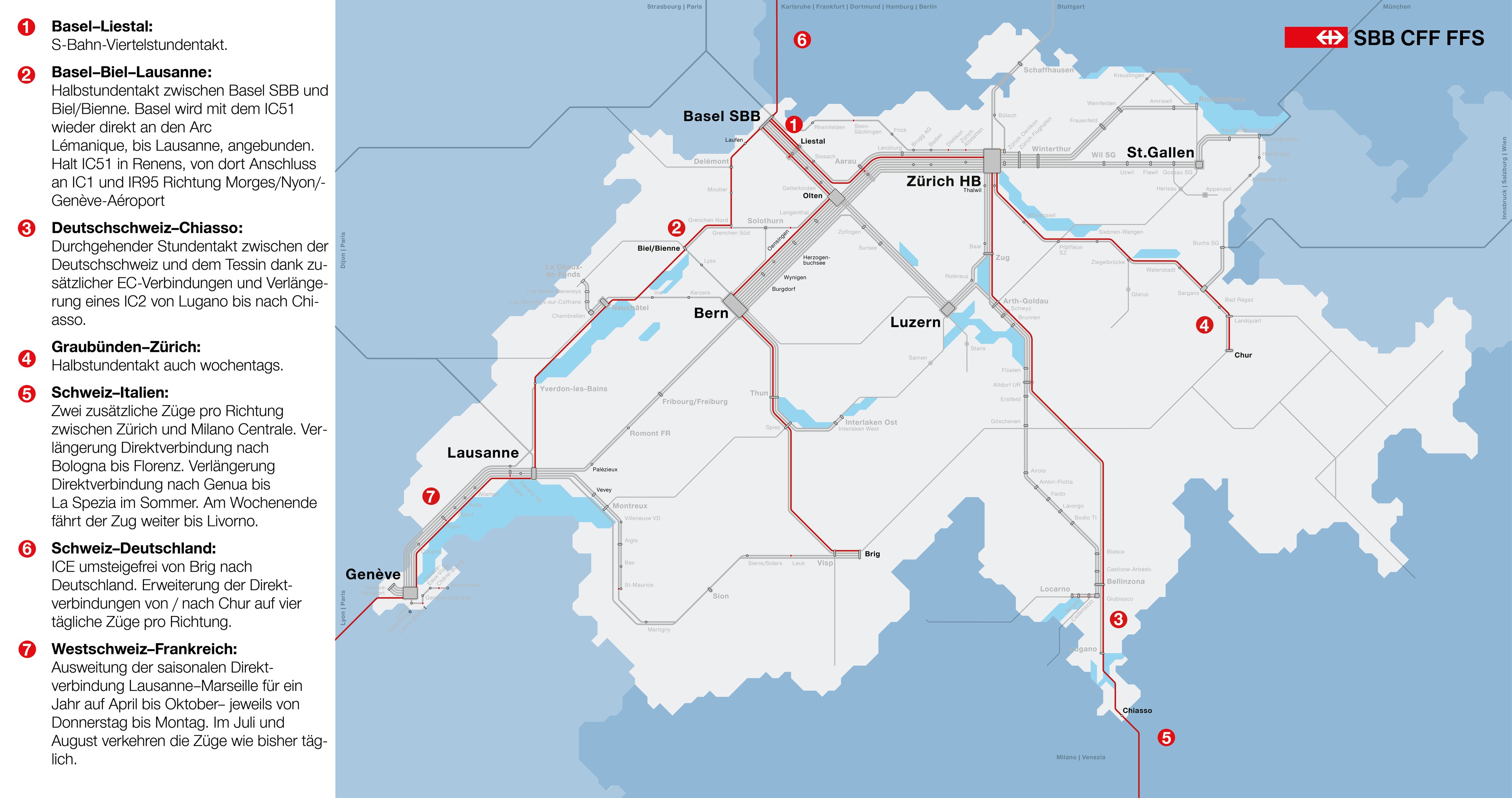 Schweizer Karte mit grafisch vereinfachter Darstellung der im Text genannten Änderungen.
