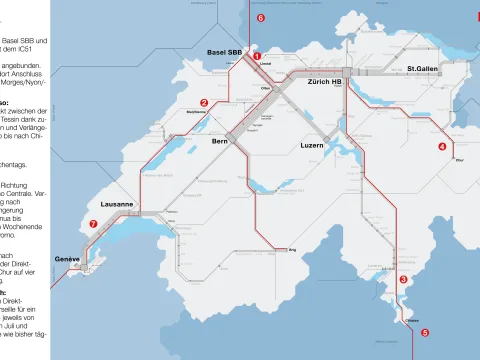 Schweizer Karte mit grafisch vereinfachter Darstellung der im Text genannten Änderungen.