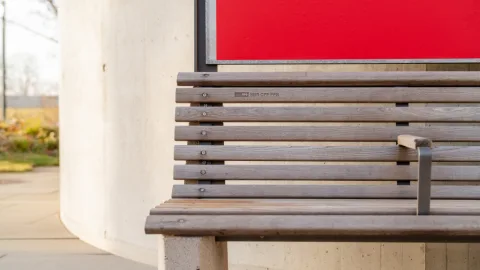 Close-up view of an SBB bench prototype