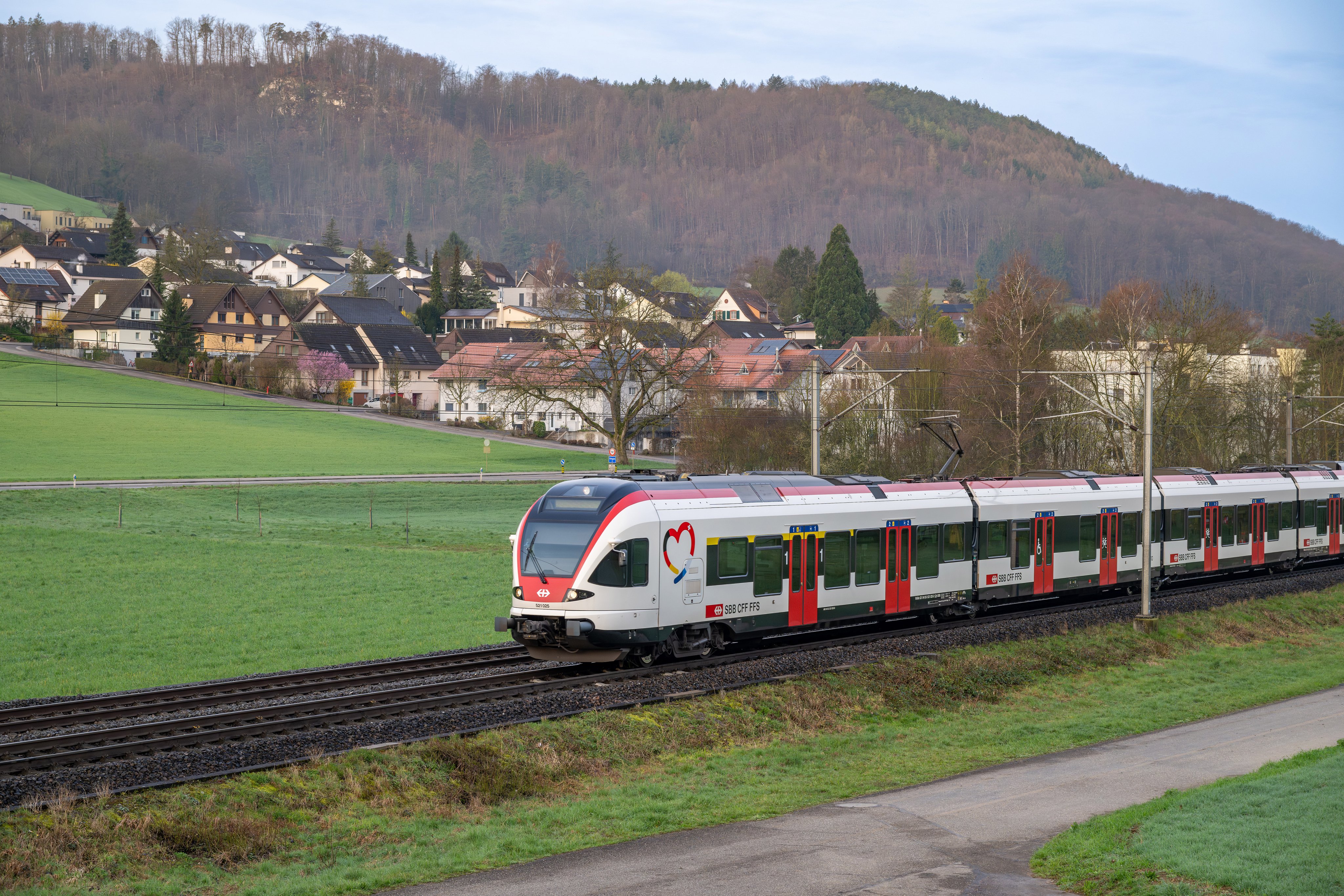 Eine S-Bahn fährt durch das Baselbiet