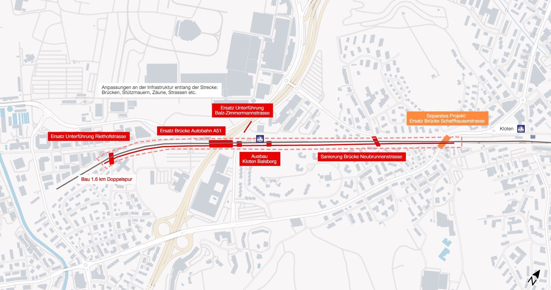 Zweites Gleis ermöglicht Viertelstundentakt von Zürich nach Kloten