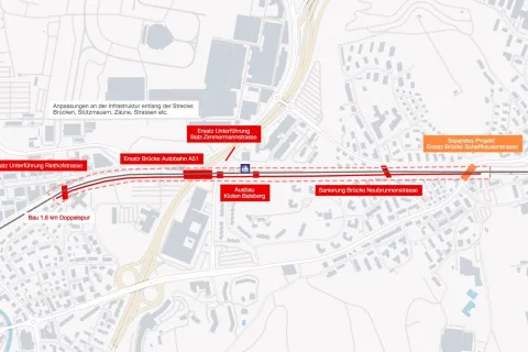Die SBB baut die Strecke zwischen Opfikon-Riet und Kloten aus.