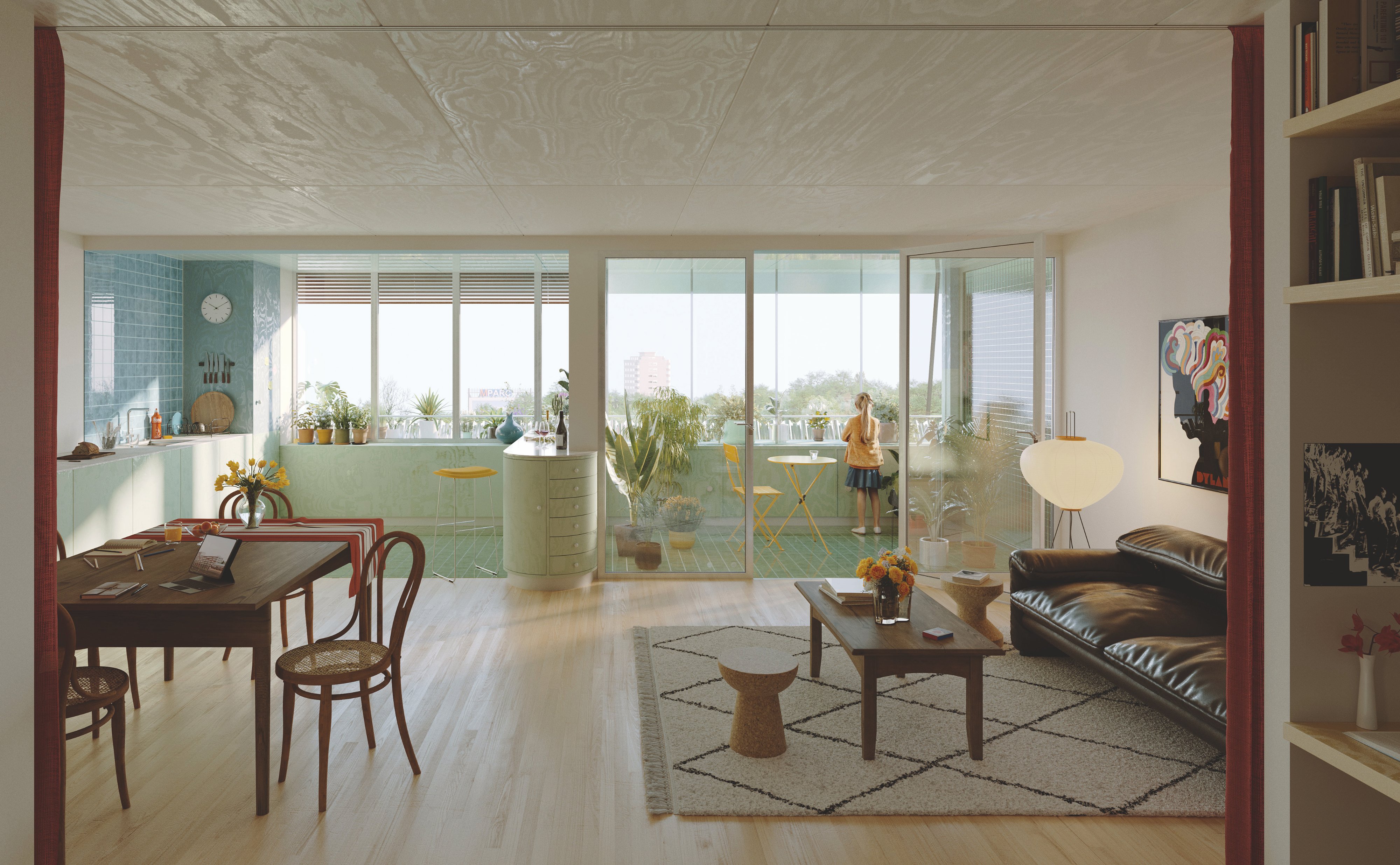 Visualisierung der Innensicht einer Wohnung des Siegerprojekts «Janus»