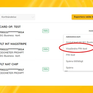 St1 exempelbild över St1 Business Mina sidor "Hantera kort"