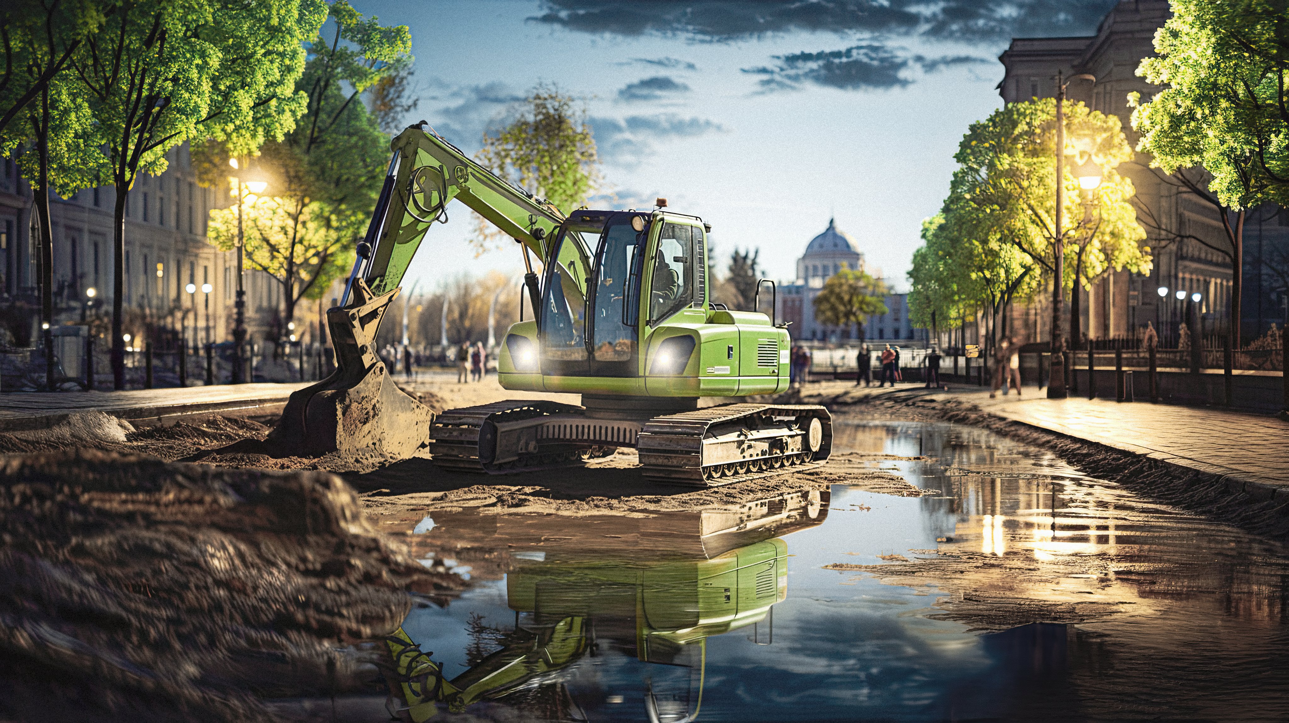 Kaivinkone työmaalla.