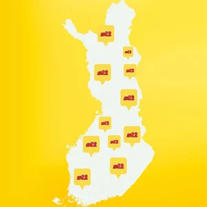 Suomen kartta jossa asemia merkitty.