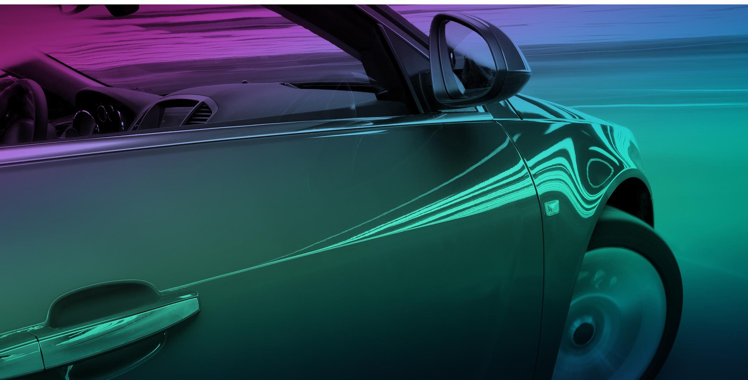 Framdörr på en bil i norrskens färger