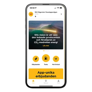 Appen St1 mobility visas på skärmen i en mobiltelefon