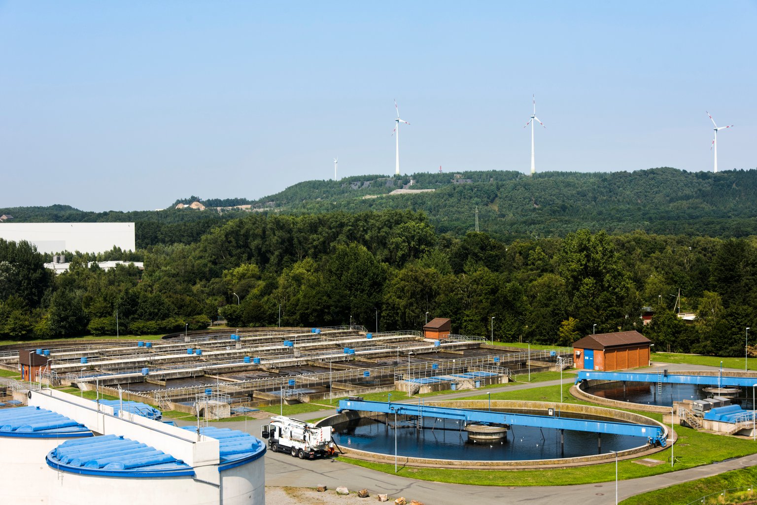 Klärwerk Eversburg von Oben mit Blick zum Piesberg