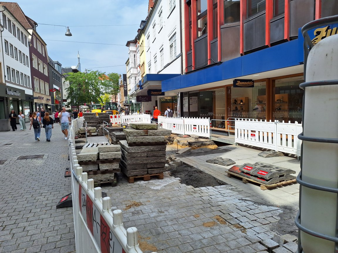 Baustelle in der Großen Straße in Osnabrück.