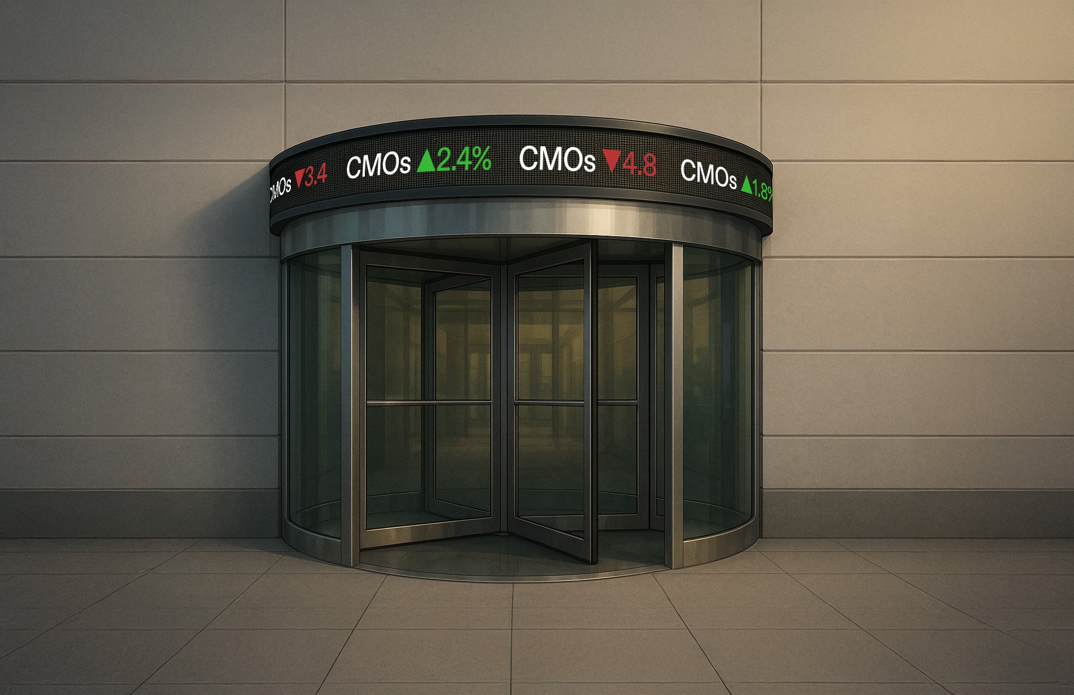 AI-generated image of a revolving door entrance
